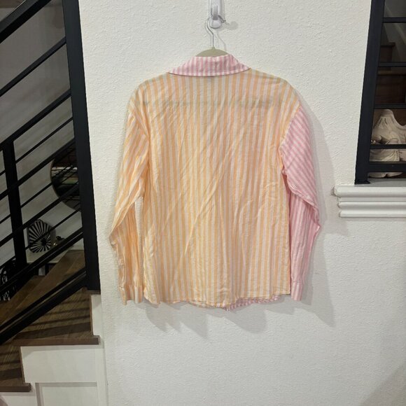 Wild Fable Striped Pink and Orange Button Down - Picture 2 of 4